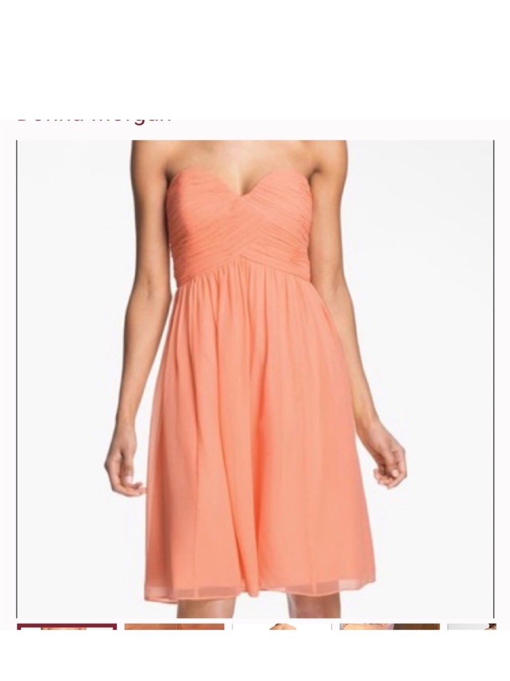 Donna Morgan Strapless Sweetheart Dress in Coral 100% silk size 4